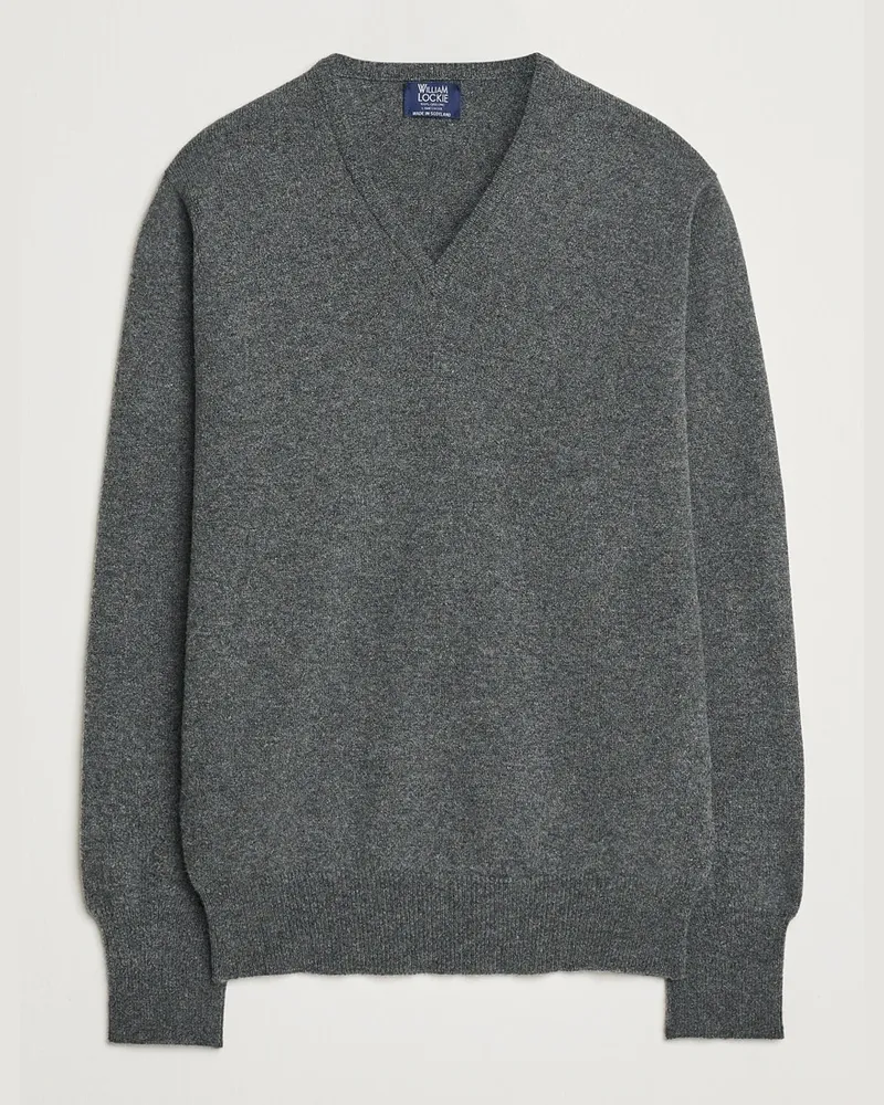 William Lockie Rob Lambswool V-Neck Cliff Grau