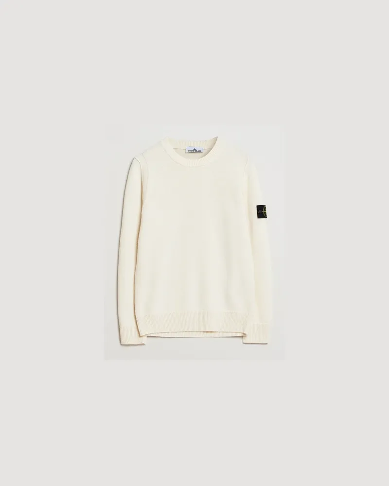 Stone Island Knitted Lambswool Crew Neck Ivory Weiß