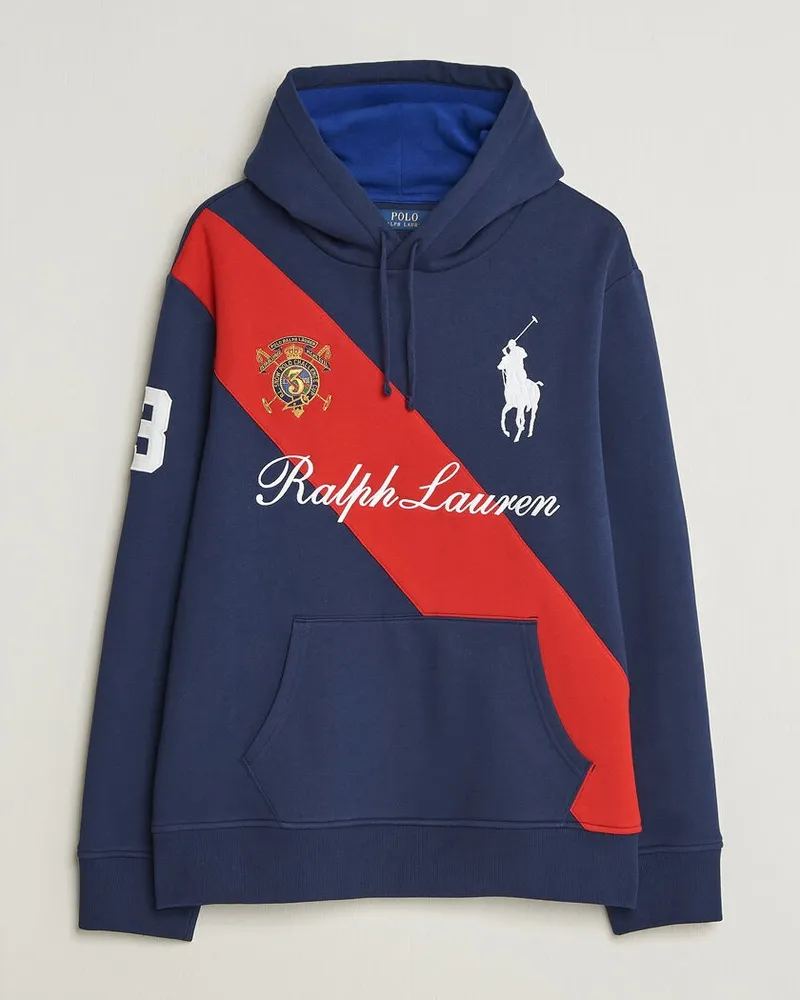 Ralph Lauren Diagonal Stripe Big Pony Hoodie Newport Navy Blau