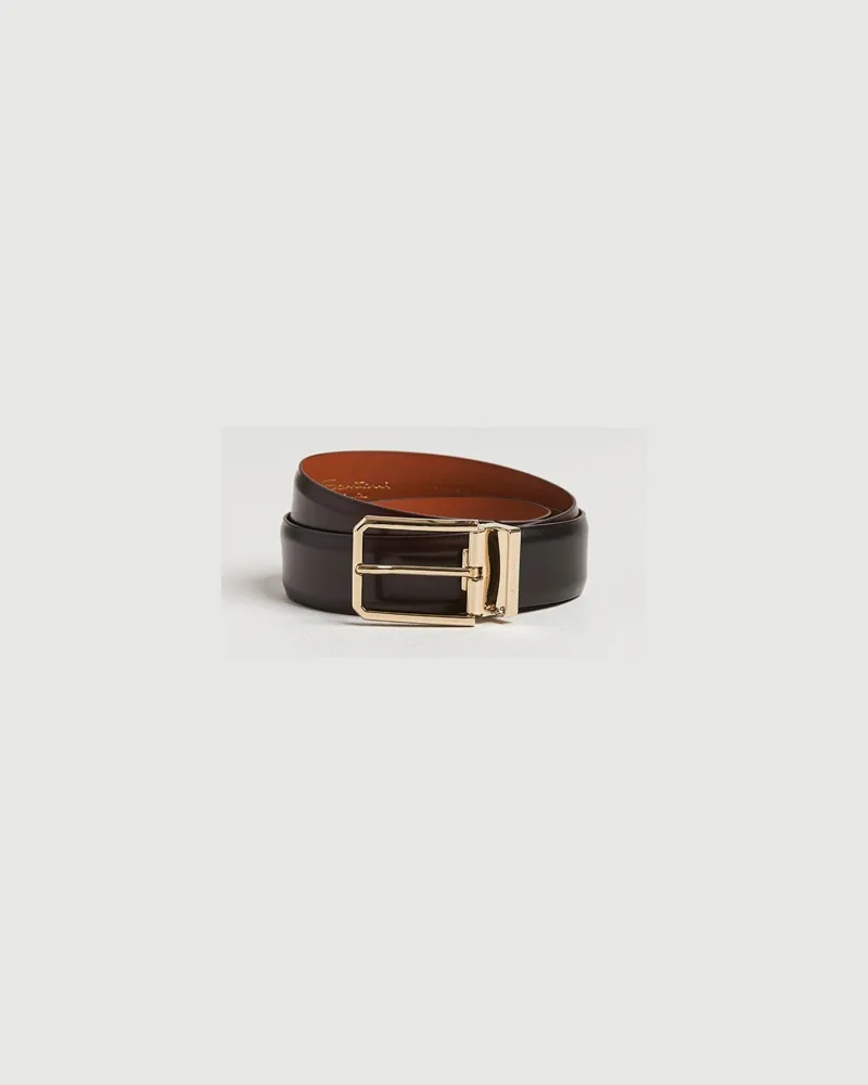 Santoni Classic Leather Belt Dark Brown Calf Braun
