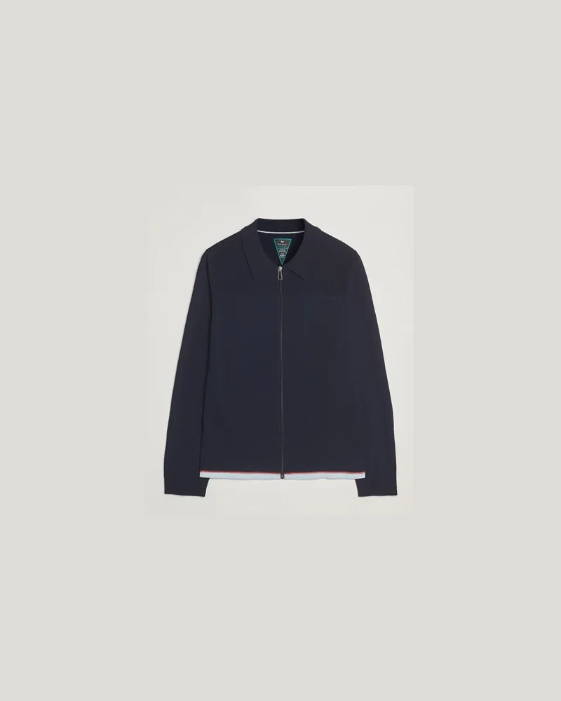 Paul Smith Merino Knitted Full Zip Navy Blau