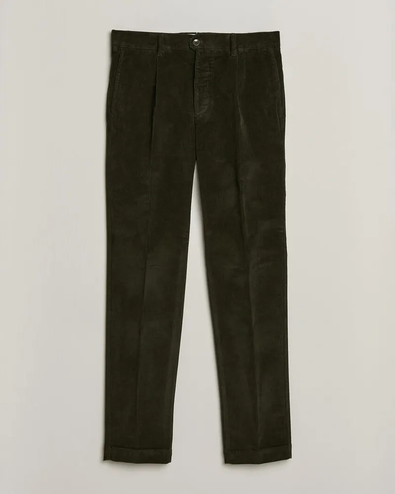 Incotex Regular Fit Washed Corduroy Slacks Forest Green Grün