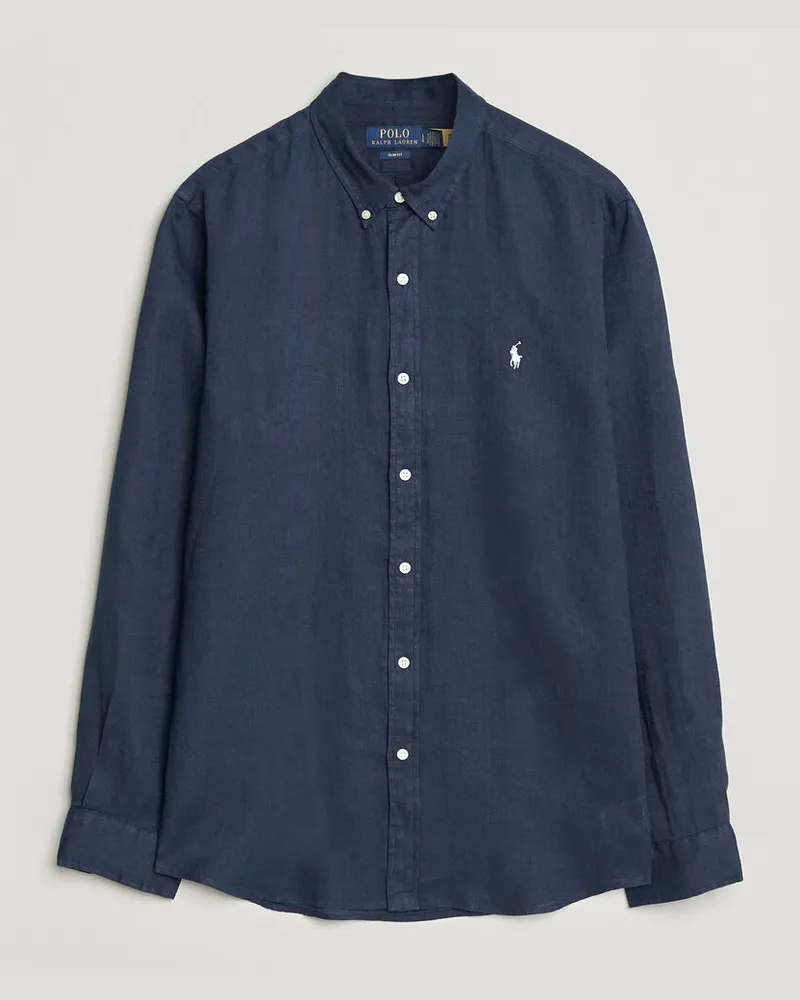 Ralph Lauren Slim Fit Linen Shirt Newport Navy Blau