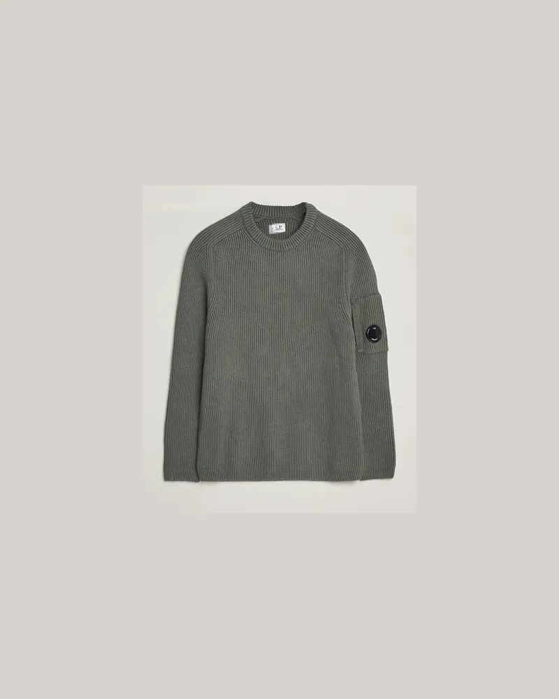 C.P. Company Full Rib Knitted Cotton Crew Neck Grey Grau