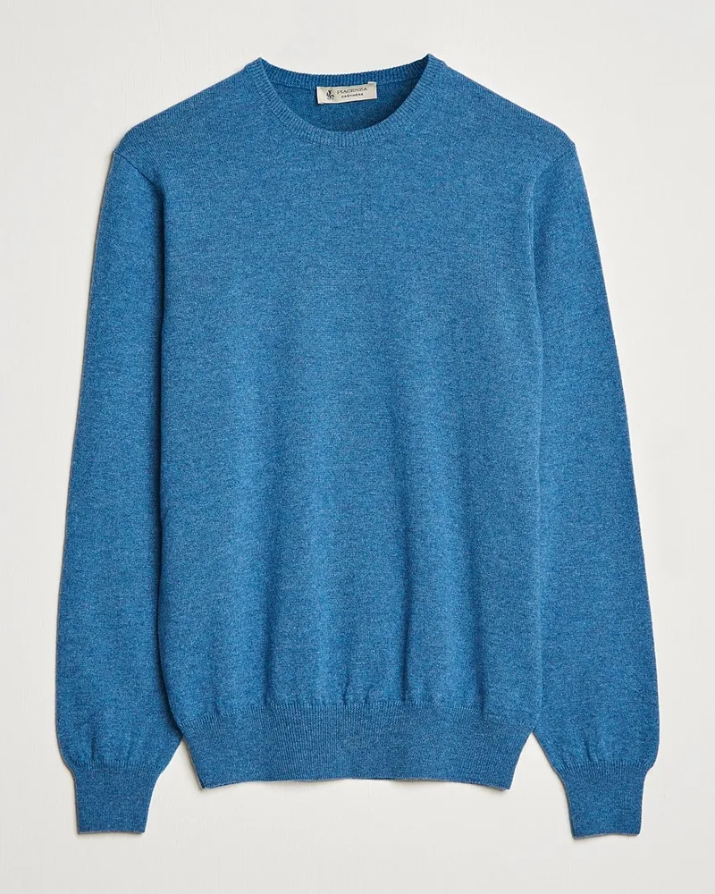 Piacenza Cashmere Cashmere Crew Neck Sweater Light Blue Blau