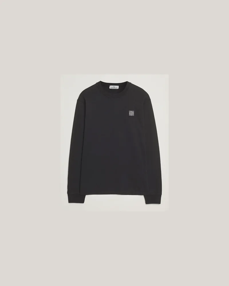 Stone Island Long Sleeve Garment Dyed Cotton Jersey T-Shirt Black Schwarz