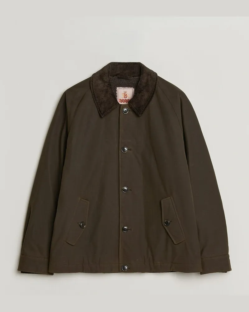 Baracuta Waxed Sherling Lined Deck Jacket Deep Moss Grün