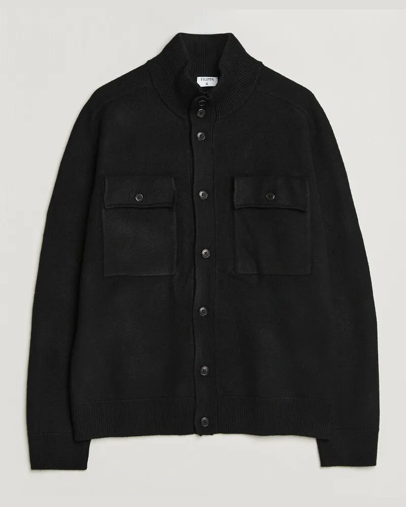 Filippa K Wool Knitted Cardigan Black Schwarz