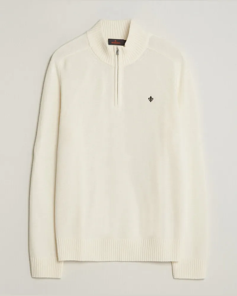 Morris Hertford Lambswool Half Zip Off White Weiß