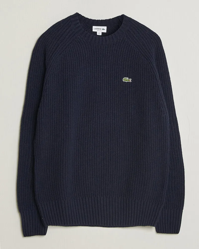 Lacoste Heavy Wool Knitted Sweater Navy Blue Blau