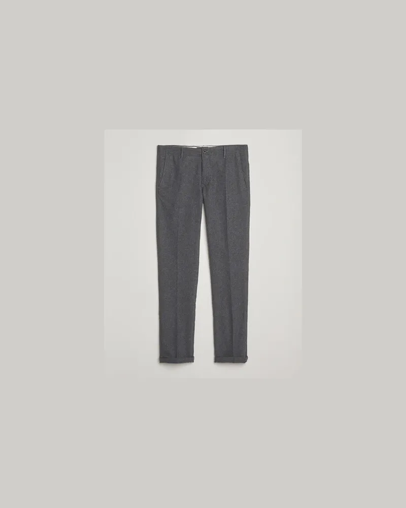 Incotex Slim Fit Washed Flannel Slacks Grey Melange Grau