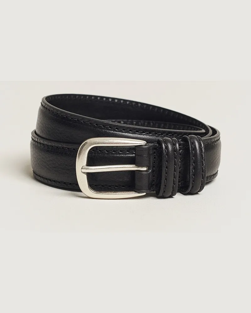 Anderson's Grained Leather Belt 3 cm Black Schwarz