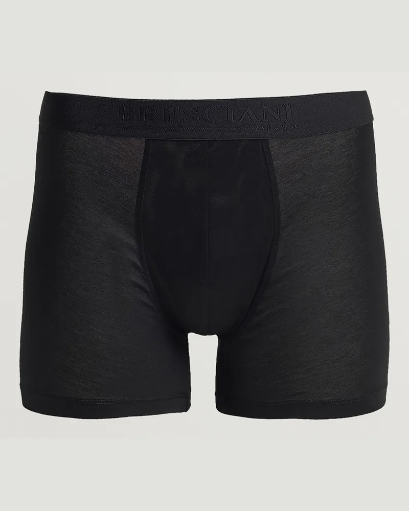 Bresciani Cotton Boxer Trunk Black Schwarz