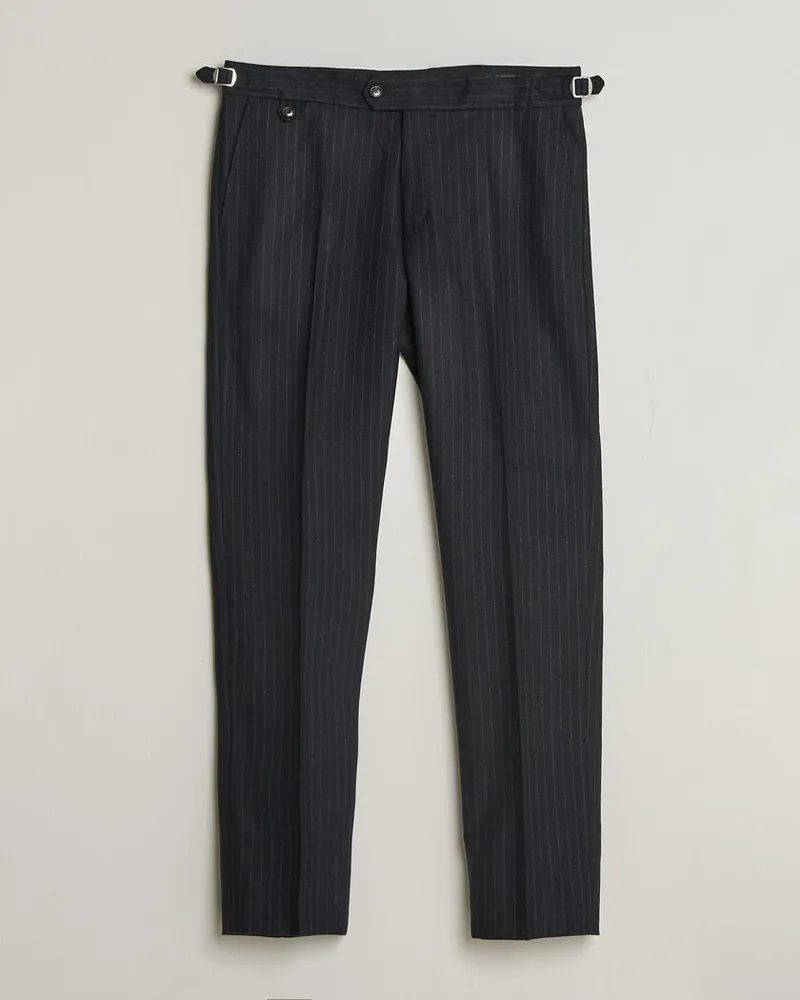Tiger of Sweden Tense Wool Pleated Pinstriped Trousers Blue Function Blau