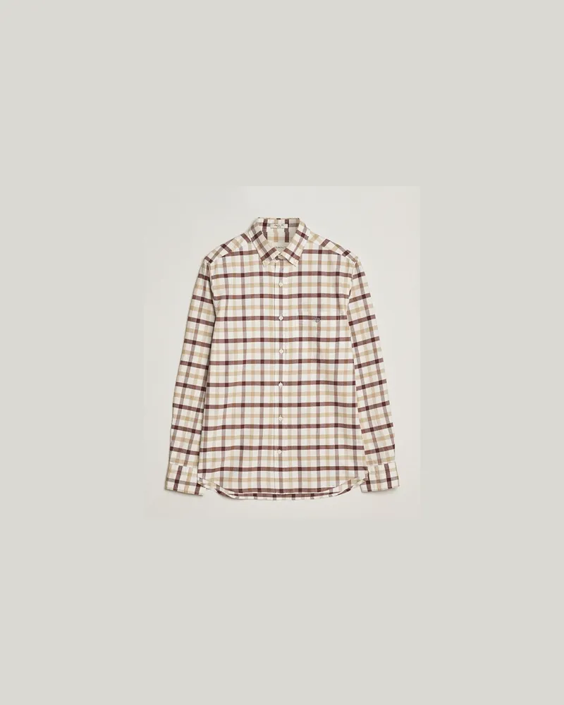 Gant Regular Fit Oxford Checked Shirt Mahogany Brown Braun