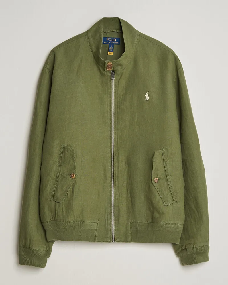 Ralph Lauren Linen Herringbone Windbreaker Garden Trail Grün