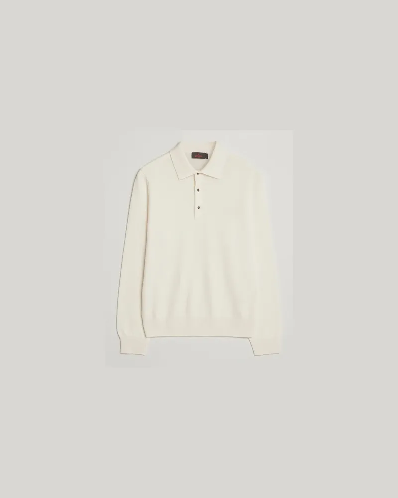 Morris Cashmere Polo Neck Off White Weiß