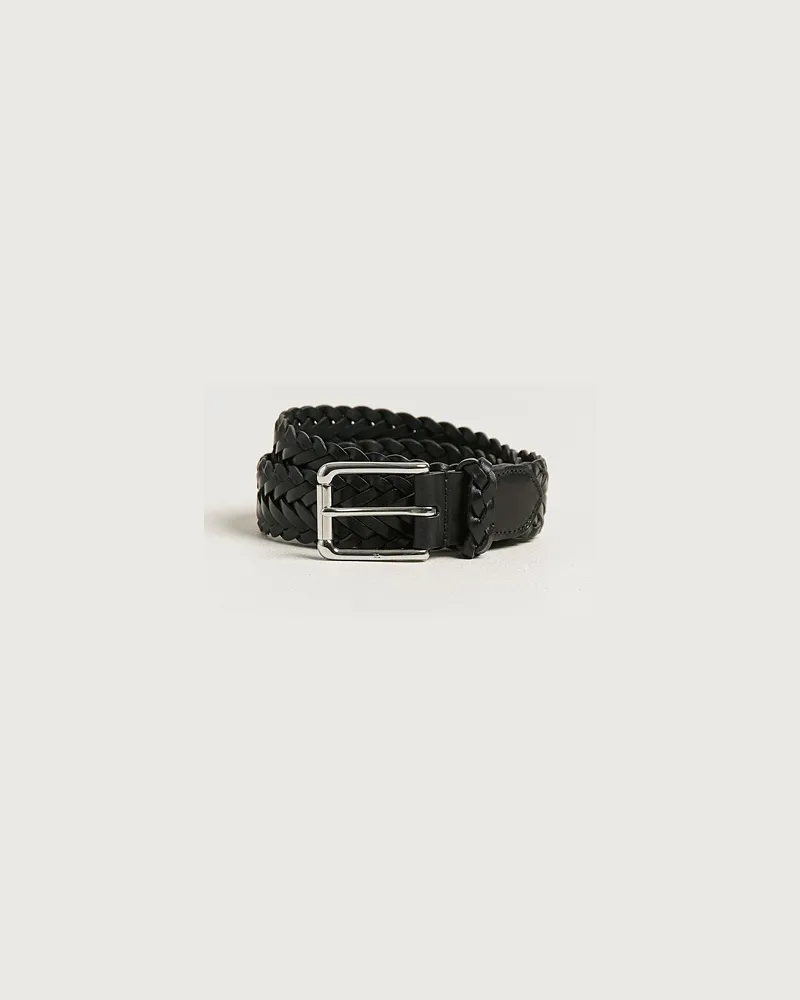 Ralph Lauren Braided Belt Black Vachetta Schwarz