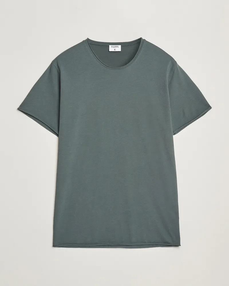 Filippa K Roll Neck Crew Neck T-Shirt Green Grey Grün