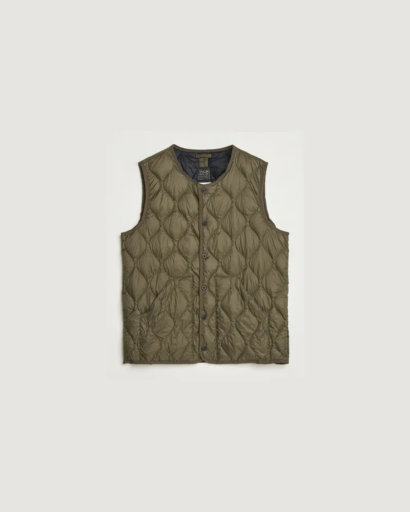 TAION Military Crew Neck Down Vest Dark Olive Grün