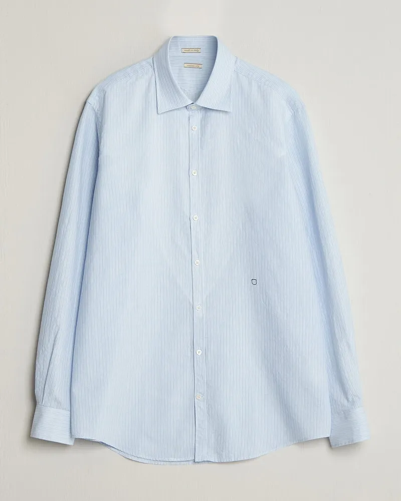 Massimo Alba Genova Striped Shirt Sky Blue Blau