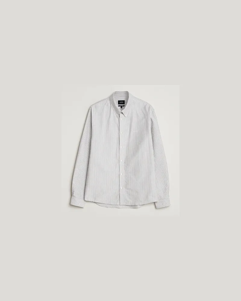 A.P.C. Greg Striped Oxford Shirt Green/White Grün