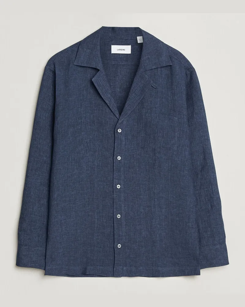 LARDINI Paul Linen Resort Shirt Dark Blue Blau