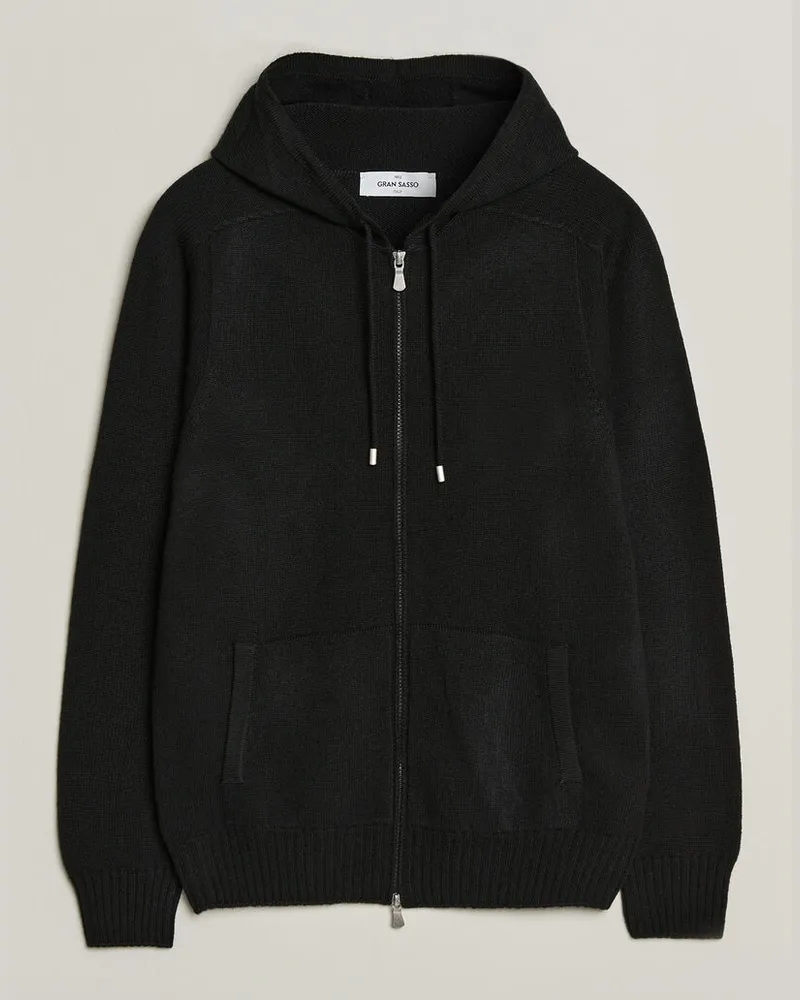 Gran Sasso Full Zip Wool Hoodie Black Schwarz