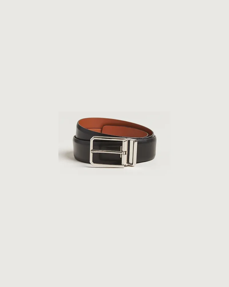Santoni Classic Leather Belt Black Calf Schwarz