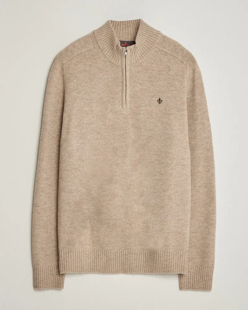 Morris Hertford Lambswool Half Zip Khaki Beige