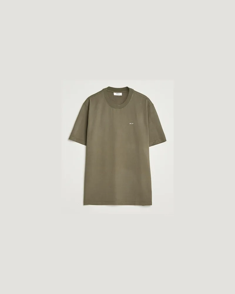 NN 07 Abel Logo Crew Neck T-Shirt Capers Green Grün