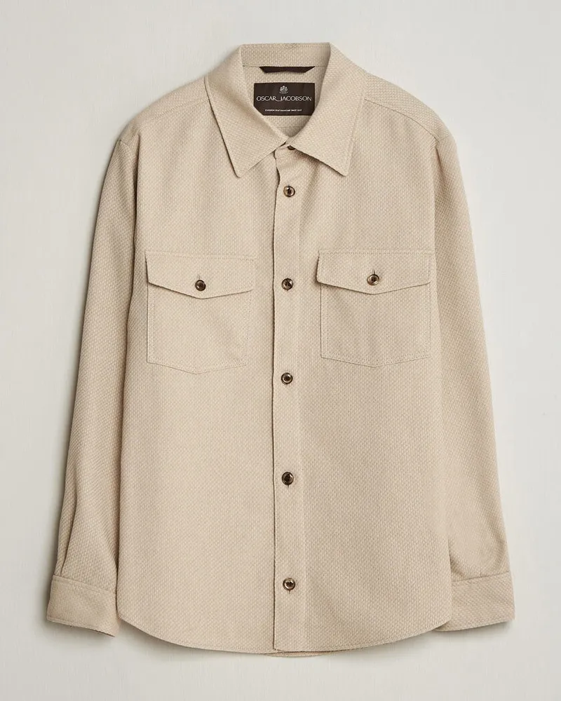 Oscar Jacobson Magnus Structure Cotton Overshirt Beige Beige