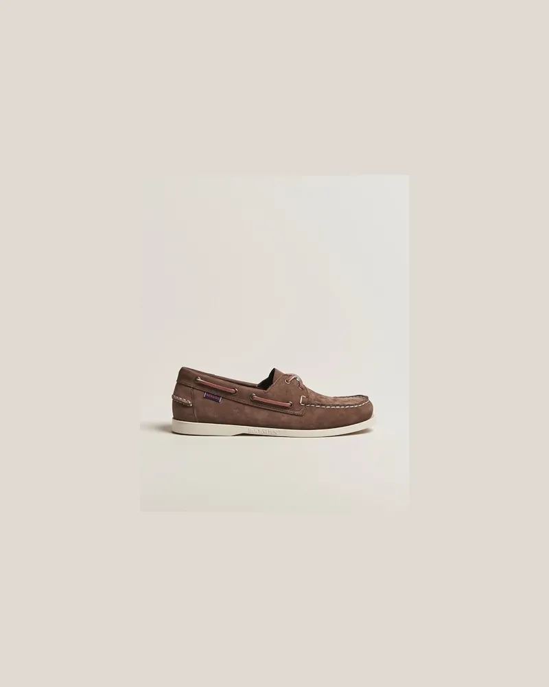 Sebago Docksides Portland Nubuck Boat Shoe Dark Brown Braun