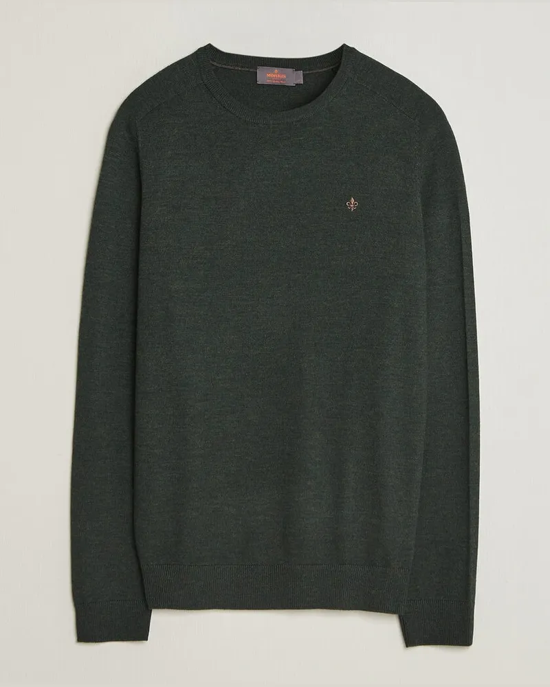 Morris Merino O-Neck Olive Grün