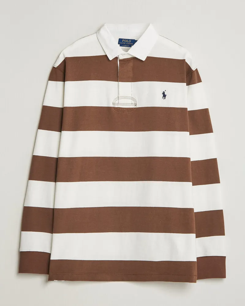 Ralph Lauren Block Striped Rugby Pale Russet/Trophy Cream Braun