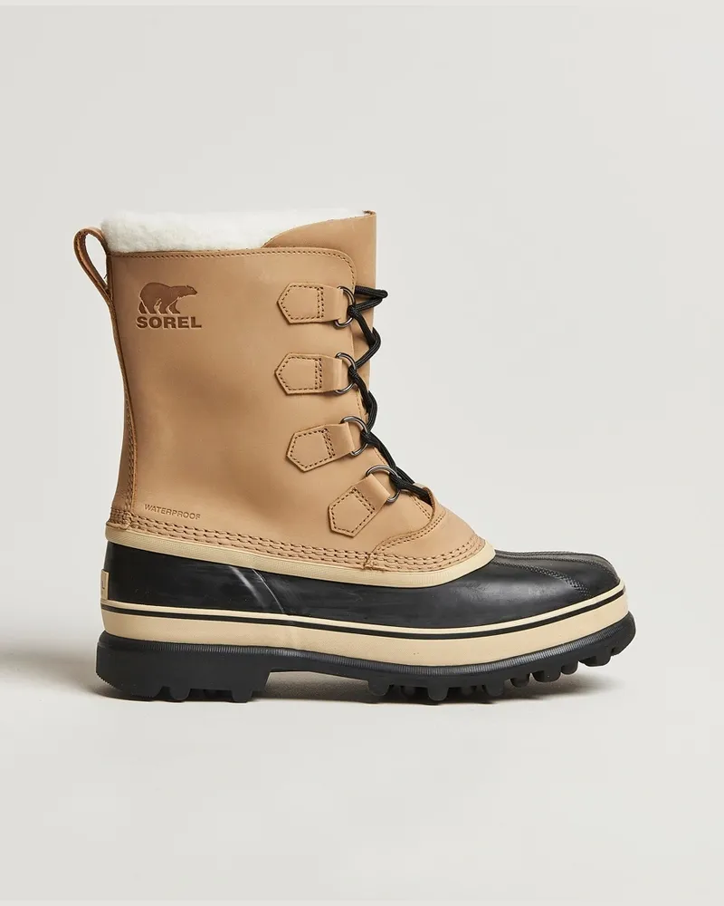 Sorel Caribou WP Felt Lined Leather Boots Buff Beige