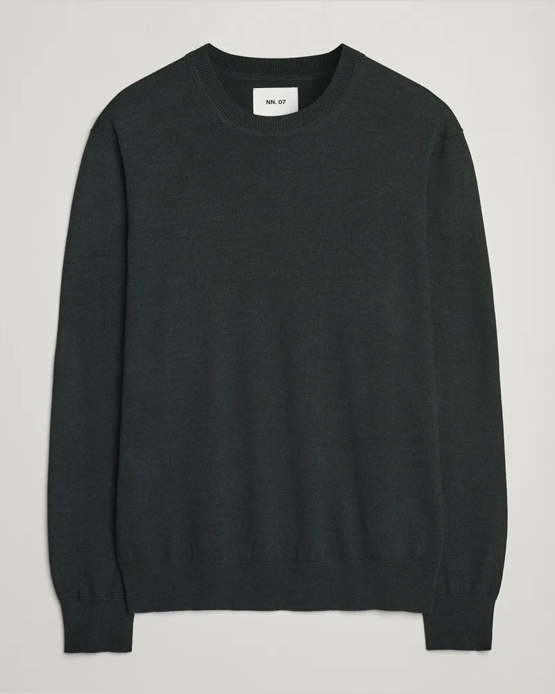 NN 07 Ted Merino Crew Neck Pullover Dark Army Grün