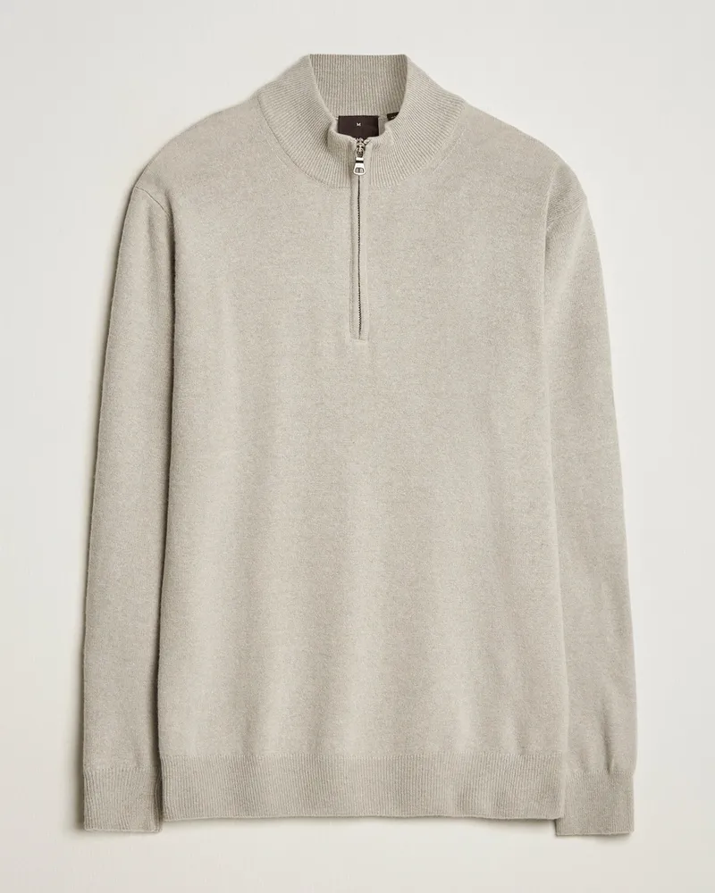 Oscar Jacobson Patton Wool/Cashmere Half Zip Light Beige Beige