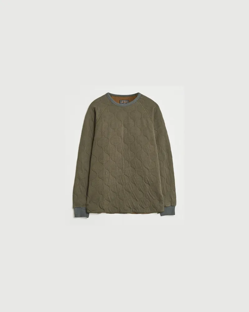 Beams Plus MIL Quilt Crew Neck Olive Grün