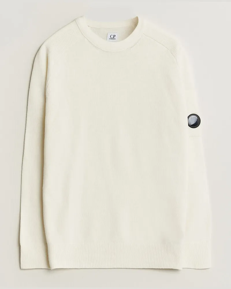 C.P. Company Knitted Lambswool Crew Neck White Weiß