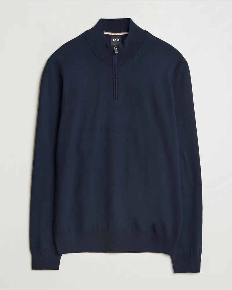 HUGO BOSS Ebenji Merino Knitted Half Zip Dark Blue Blau