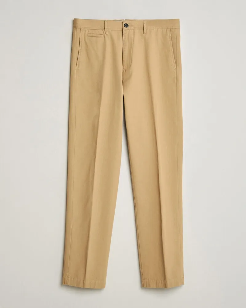 Incotex Regular Fit Uniform Cotton Slacks Khaki Braun
