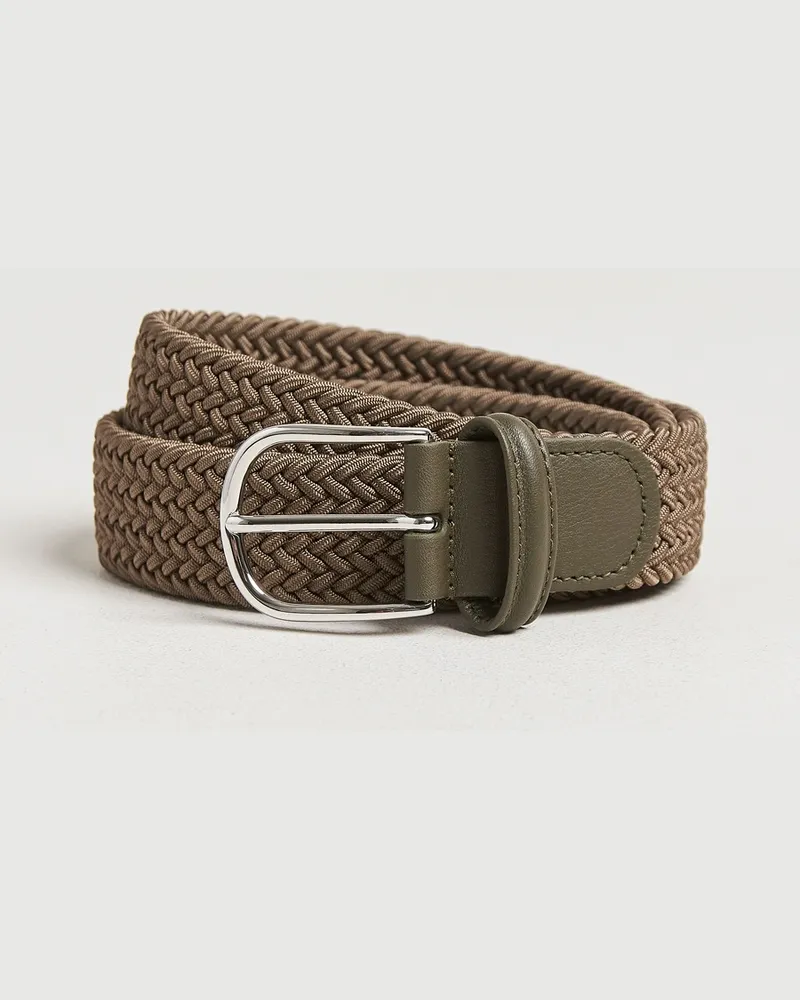 Anderson's Stretch Woven 3,5 cm Belt Khaki Grün