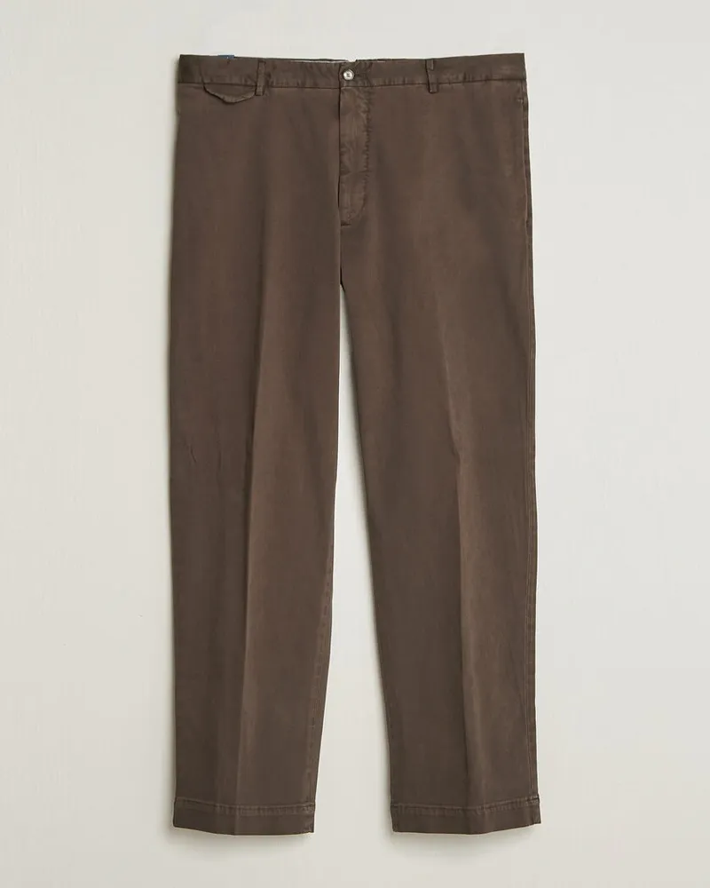 Biagio Santaniello Washed Cotton Trousers Brown Braun