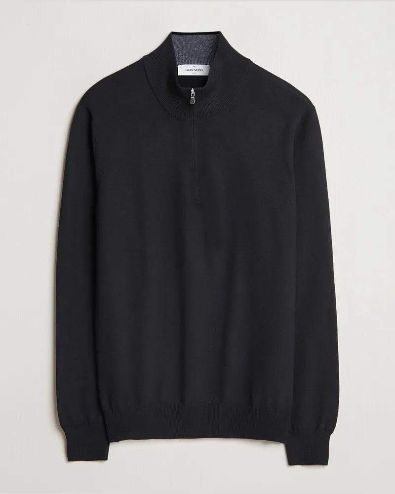 Gran Sasso Merino Fashion Fit Half Zip Black Schwarz
