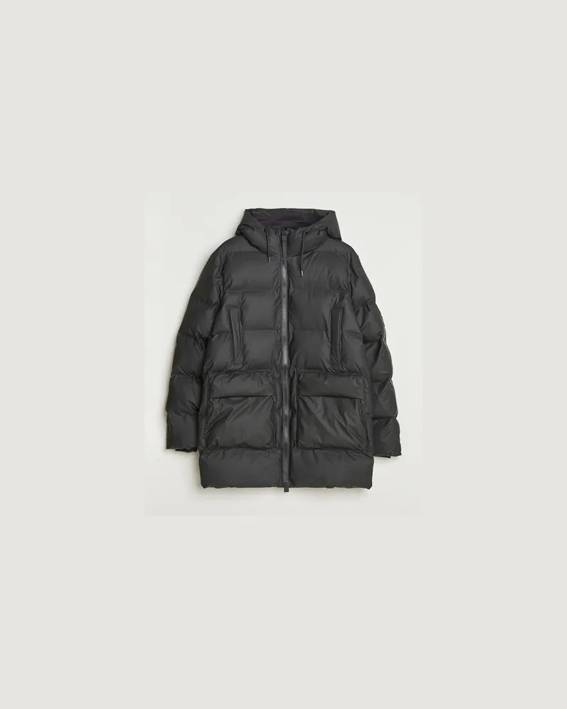 RAINS Alta Long Puffer Cargo Jacket Black Schwarz