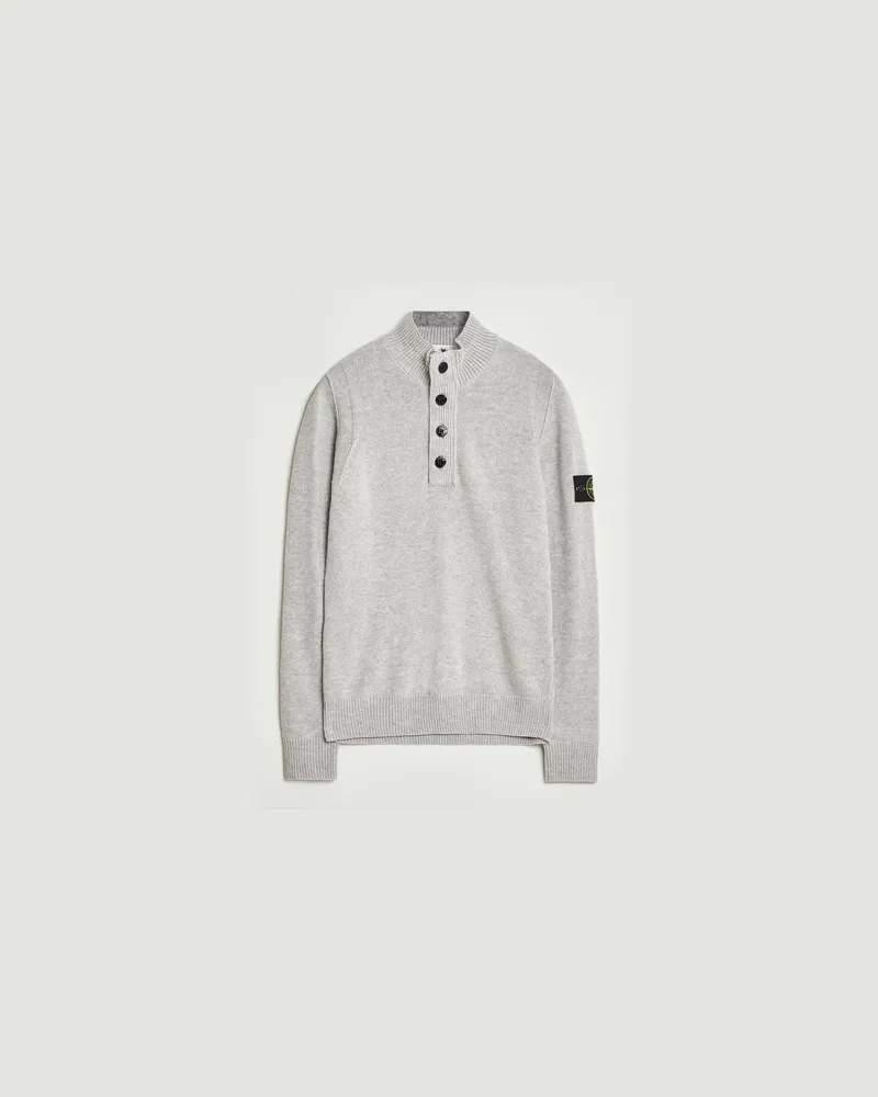 Stone Island Knitted Lambswool Half Button Zip Grey Melange Grau