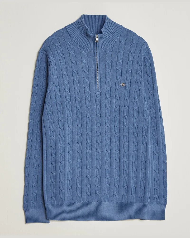 Gant Cotton Cable Half Zip Blue Horizon Blau