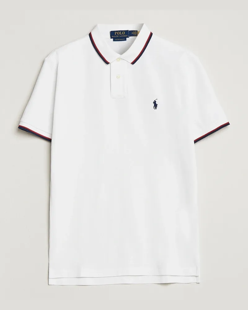 Ralph Lauren Custom Slim Fit Tipped Polo White Weiß