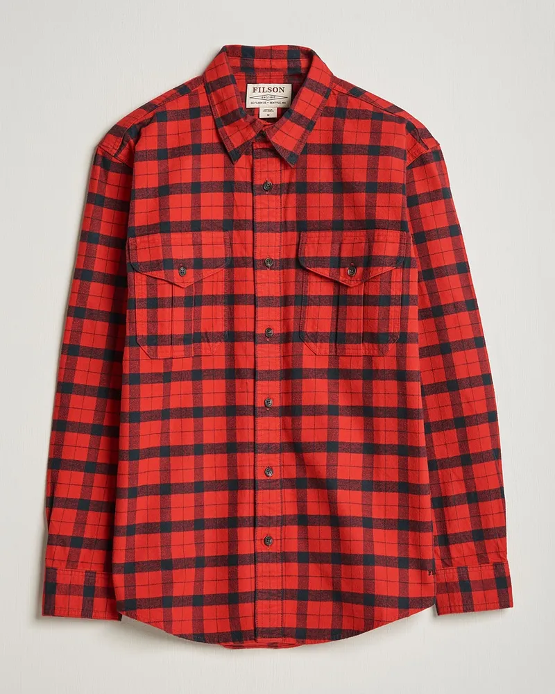 Filson Alaskan Guide Shirt Red Black Plaid Rot